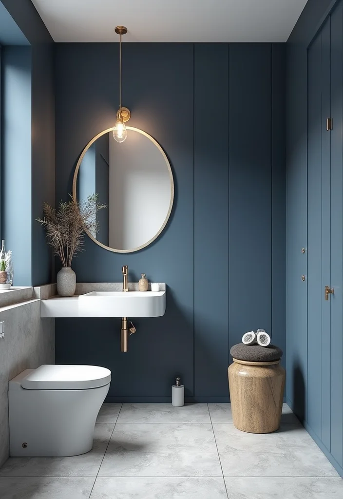 14 Navy Blue Bathroom Vanity Ideas for Bold Style - 3. Bold Two-Tone Design