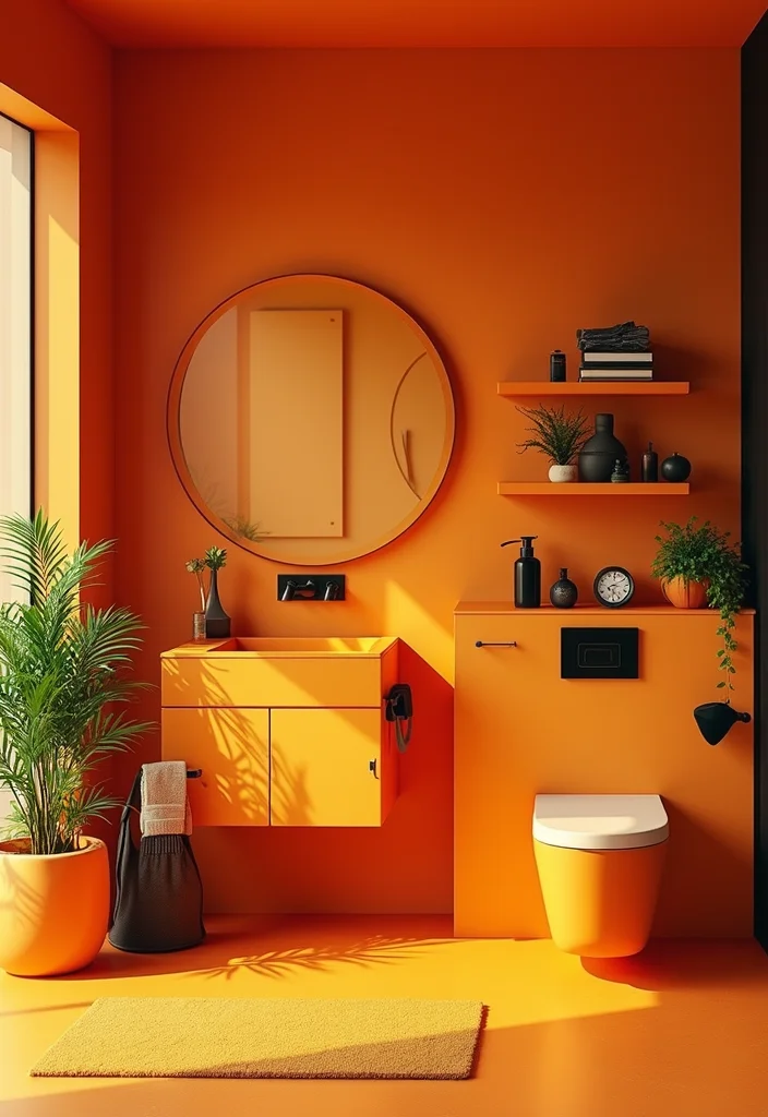 14 Orange Bathroom Wall Ideas for Warmth - 2. Tangerine Dream: Bold and Bright