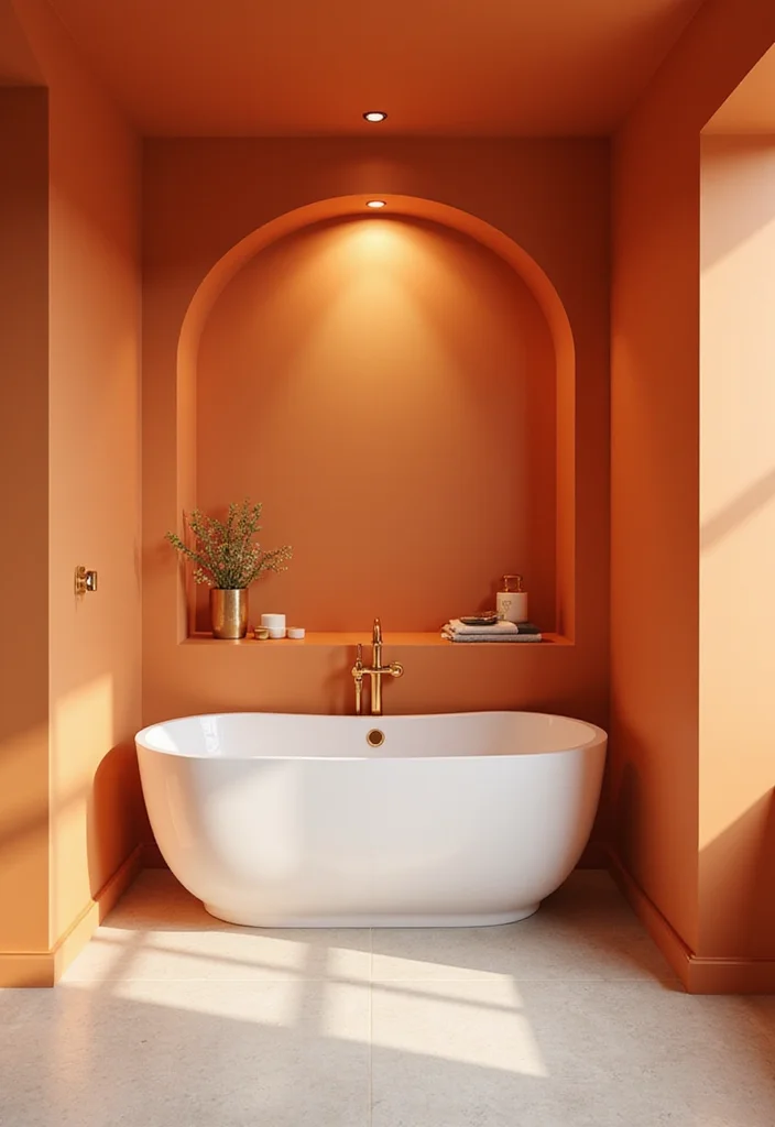 14 Orange Bathroom Wall Ideas for Warmth - 3. Sunset Shades: Gradient Walls