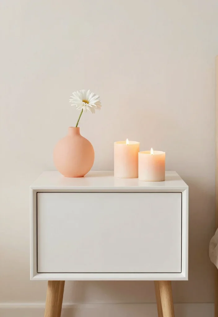 14 Peach Colour Minimalist Bedroom Ideas With Soft Calm - 5. Subtle Peach Accessories