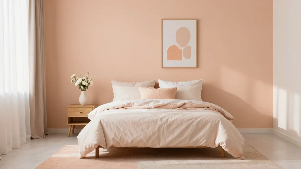 14 Peach Colour Minimalist Bedroom Ideas With Soft Calm