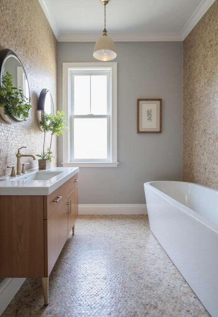 14 Penny Tile Bathroom Floor Ideas That Impress - 14. Open Concept and Penny Tiles