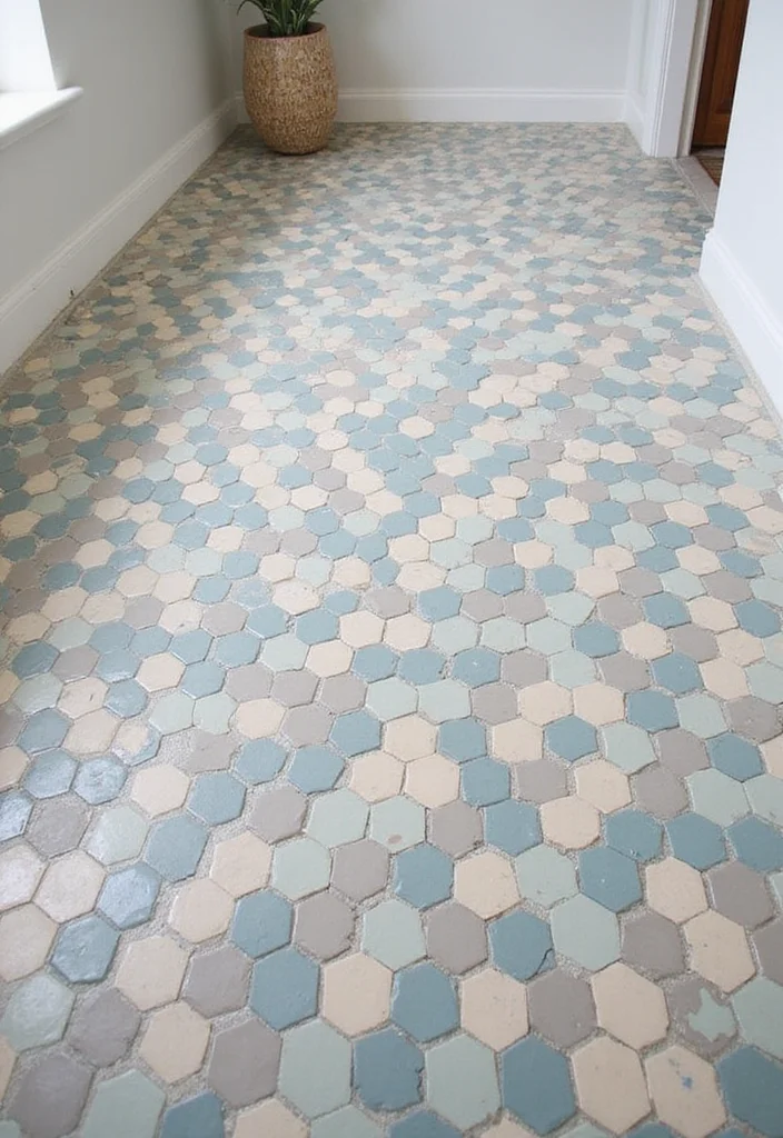 14 Penny Tile Bathroom Floor Ideas That Impress - 6. Two-Tone Designs