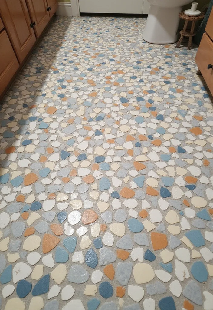 14 Penny Tile Bathroom Floor Ideas That Impress - 7. Geometric Patterns