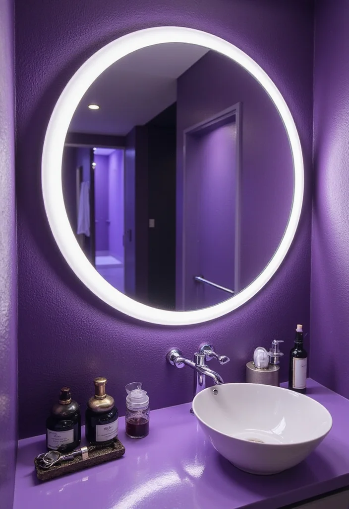 14 Purple Bathroom Accessories for a Chic Look - 10. Statement Purple Mirrors