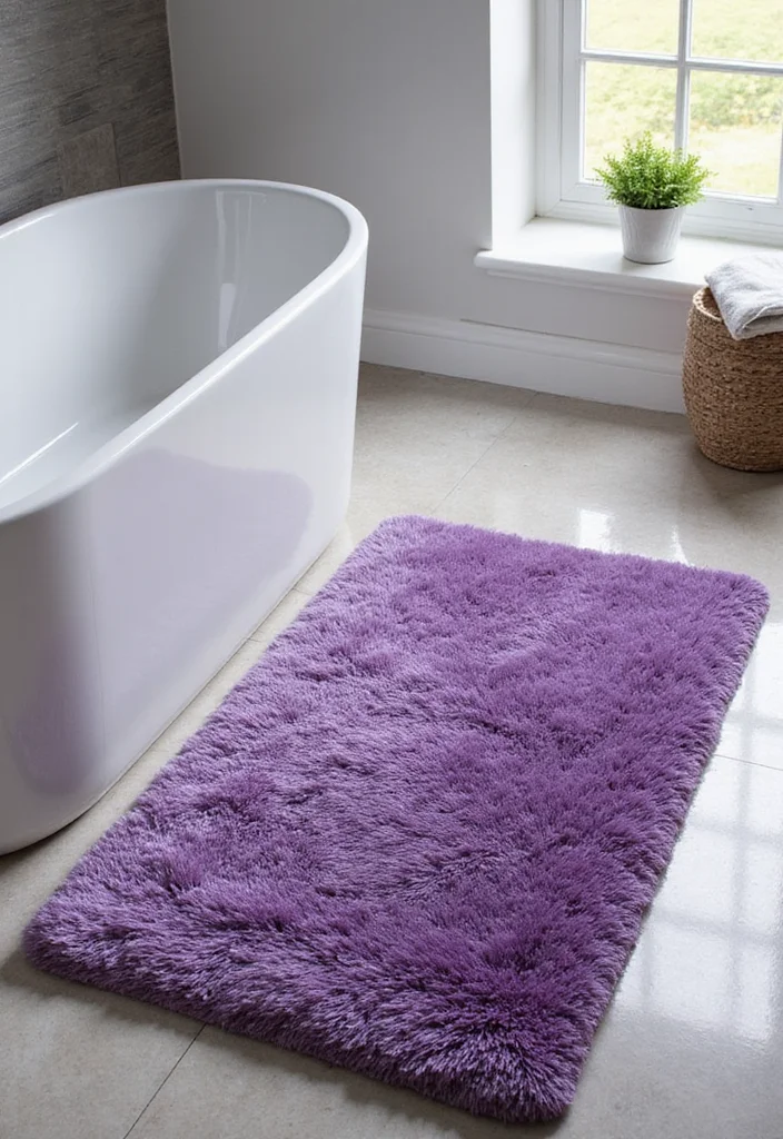 14 Purple Bathroom Accessories for a Chic Look - 5. Stylish Purple Bathroom Rugs