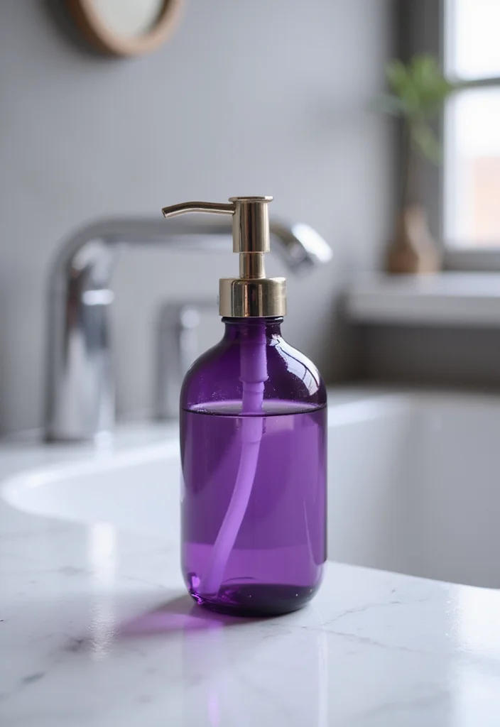 14 Purple Bathroom Accessories for a Chic Look - 6. Gorgeous Purple Soap Dispensers