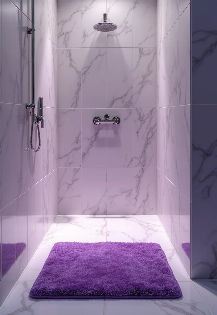 14 Purple Bathroom Accessories for a Chic Look - 8. Luxurious Purple Shower Mat