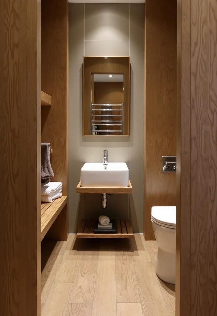 14 Rustic Small Bathroom Ideas With Cozy Touches - 10. Wooden Dividers