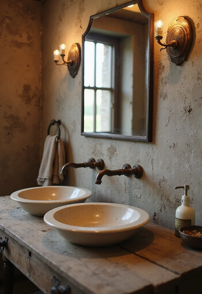 14 Rustic Small Bathroom Ideas With Cozy Touches - 11. Rustic Faucets and Fixtures