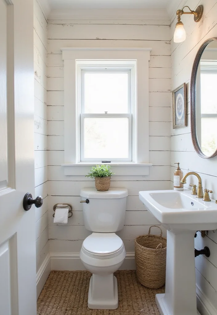 14 Rustic Small Bathroom Ideas With Cozy Touches - 13. Shiplap Walls