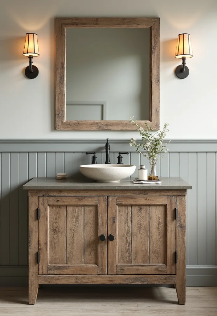 14 Rustic Small Bathroom Ideas With Cozy Touches - 3. Farmhouse-Style Vanities