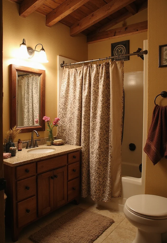 14 Rustic Small Bathroom Ideas With Cozy Touches - 4. Cozy Textiles