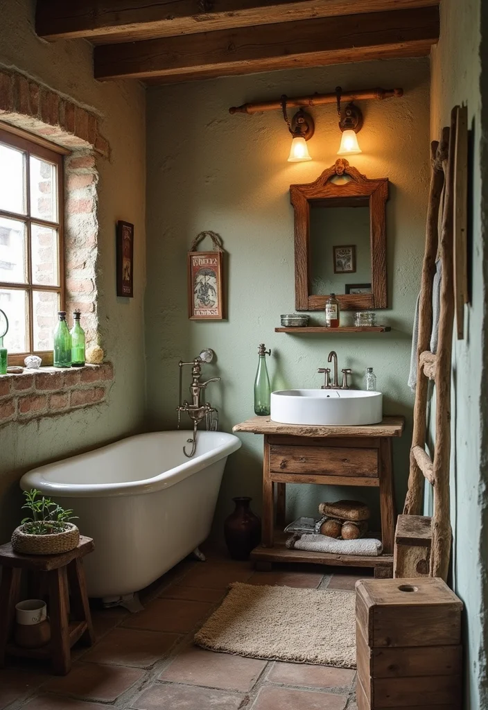 14 Rustic Small Bathroom Ideas With Cozy Touches - 5. Vintage Accessories