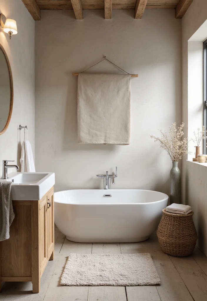 14 Rustic Small Bathroom Ideas With Cozy Touches - 8. Neutral Color Palette