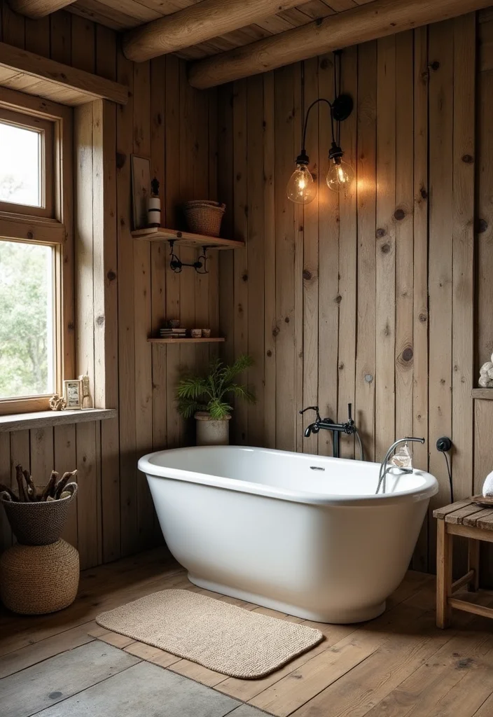 14 Rustic Small Bathroom Ideas With Cozy Touches - 9. Rustic Bathtubs