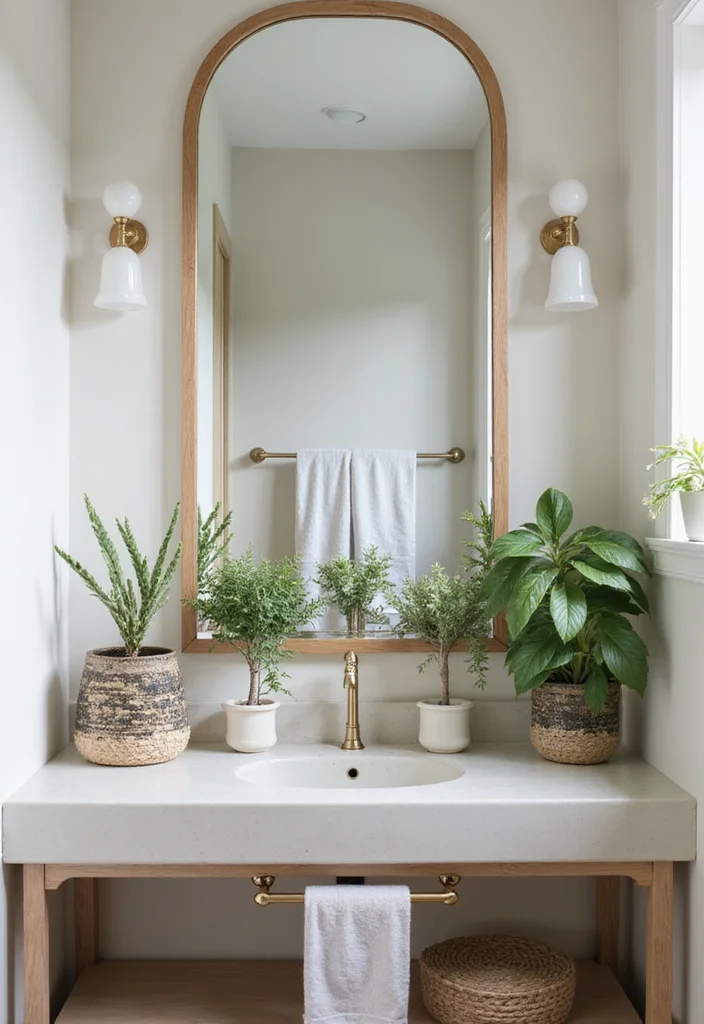 14 Small Bathroom Counter Ideas That Add Function - 10. Biophilic Design Elements