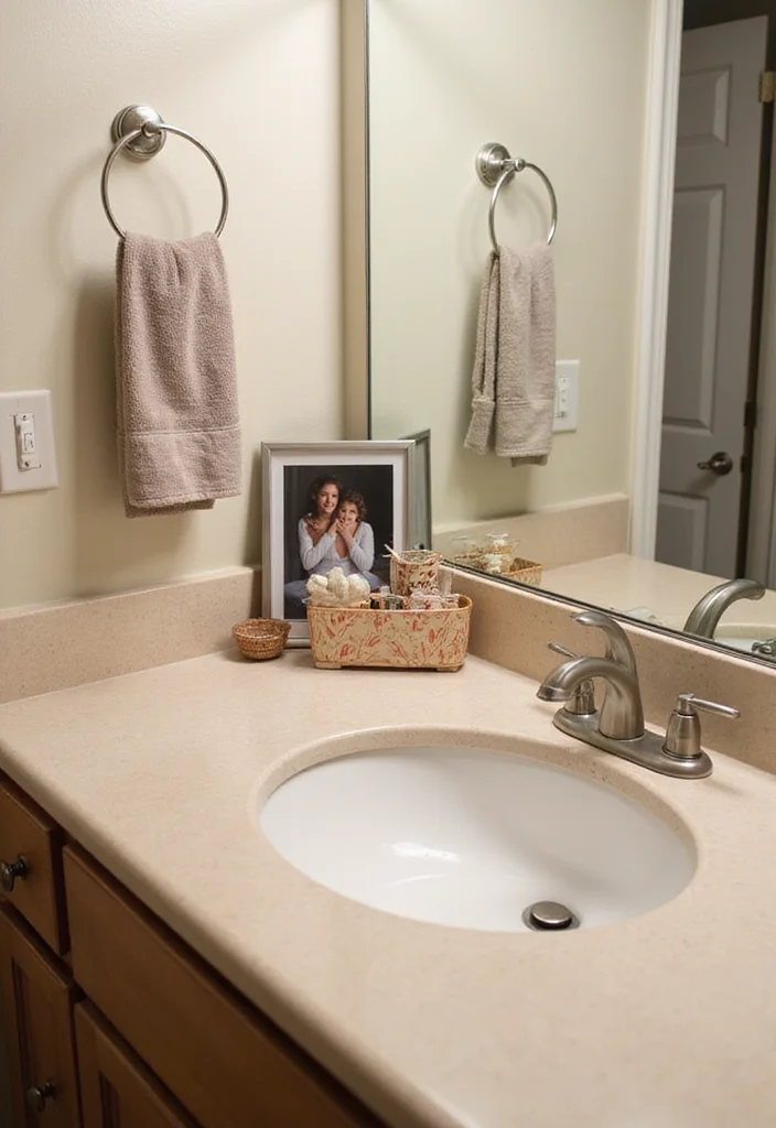 14 Small Bathroom Counter Ideas That Add Function - 12. Personalized Decor for a Unique Touch