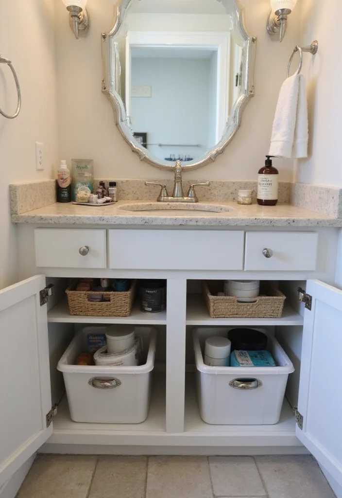 14 Small Bathroom Counter Ideas That Add Function - 7. Under-Sink Storage Solutions