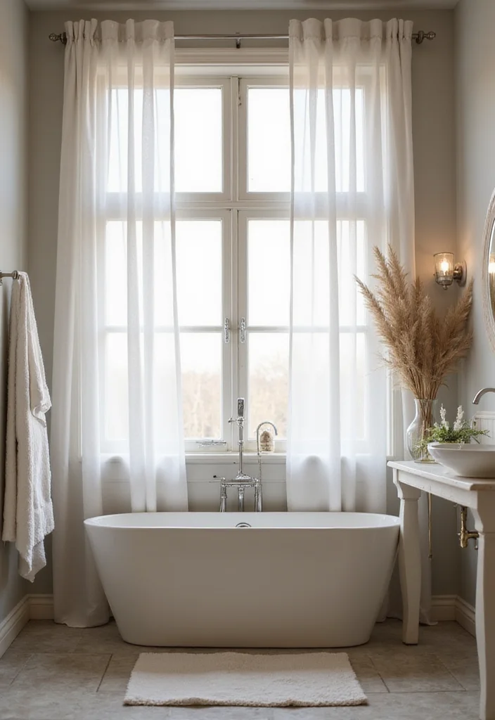 14 Small Bathroom Window Ideas for Light & Privacy - 1. Sheer Curtains for Soft Light