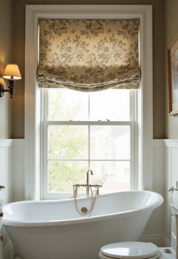 14 Small Bathroom Window Ideas for Light & Privacy - 3. Roman Shades for Elegance
