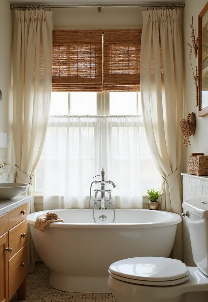 14 Small Bathroom Window Ideas for Light & Privacy - 7. Bamboo Shades for a Natural Touch