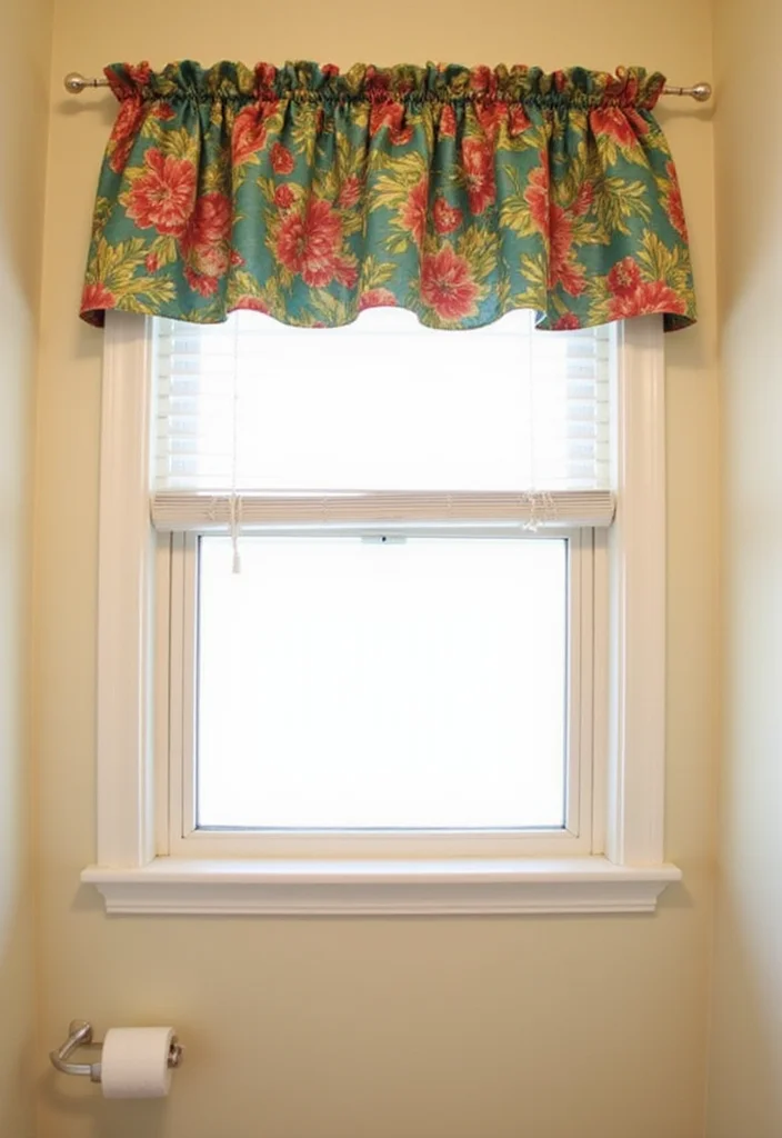 14 Small Bathroom Window Ideas for Light & Privacy - 9. Eye-Catching Valances