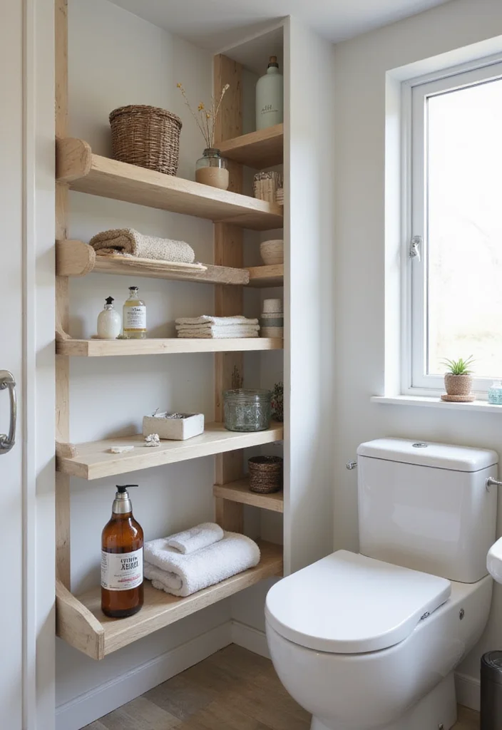 14 Small Shower Bathroom Ideas for Compact Homes - 11. Vertical Storage Solutions