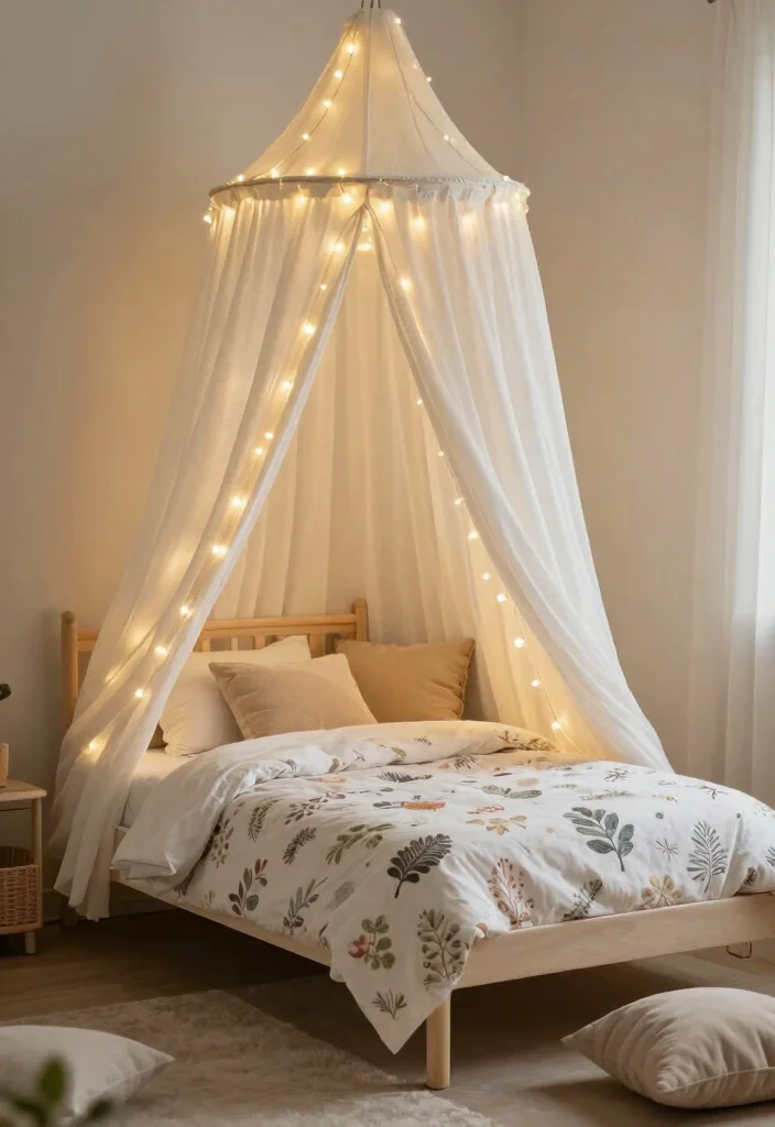 14 Toddler Girl Green Bedroom Ideas With Fresh Nature Vibes - 11. Whimsical Canopy Beds