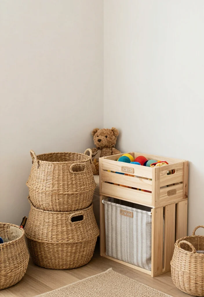 14 Toddler Girl Green Bedroom Ideas With Fresh Nature Vibes - 13. Eco-Friendly Storage Solutions