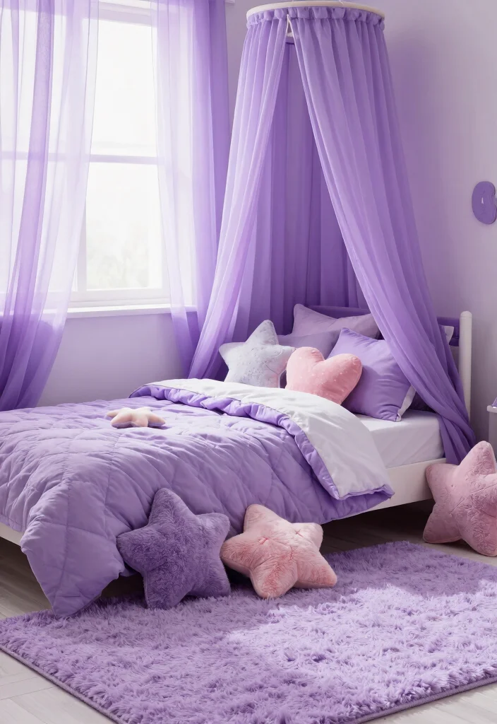 14 Toddler Girl Lilac Bedroom Ideas With Soft Dreamy Tones - 3. Dreamy Textiles