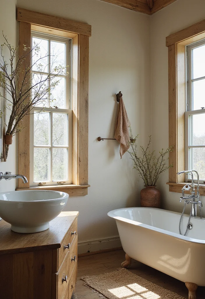 14 Western Bathroom Decor Ideas for a Country Look - 13. Nature-inspired Accents