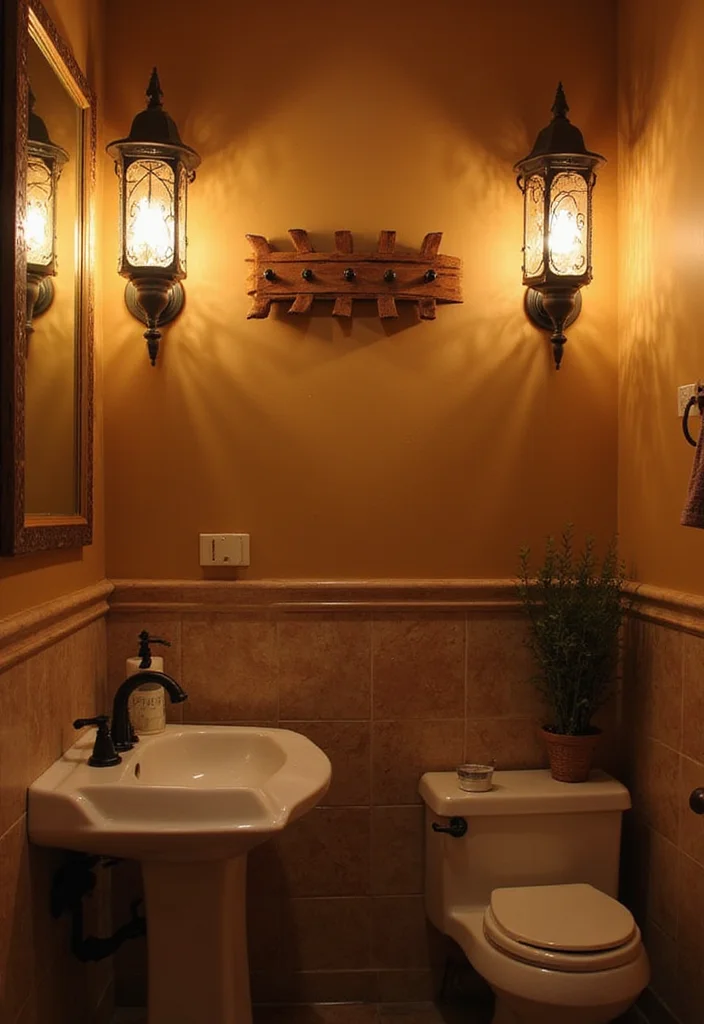 14 Western Bathroom Decor Ideas for a Country Look - 14. Rustic Lighting Fixtures