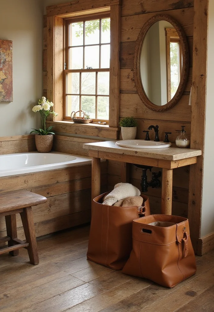 14 Western Bathroom Decor Ideas for a Country Look - 7. Leather Accents