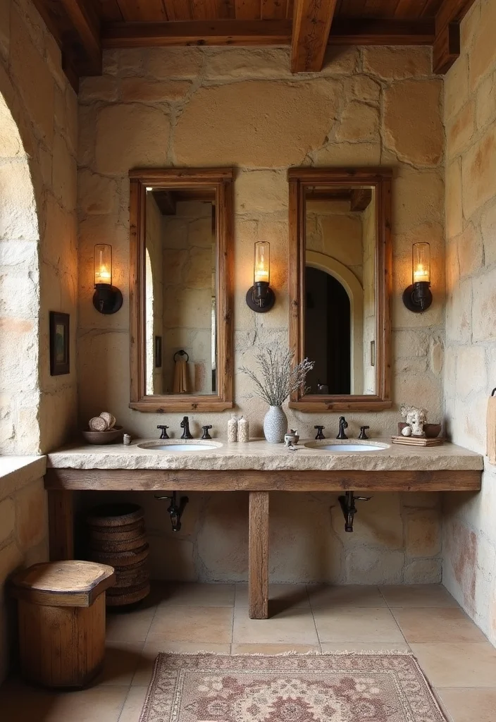 14 Western Bathroom Decor Ideas for a Country Look - 8. Rustic Stone Accents