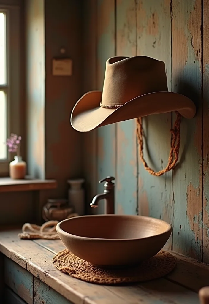 14 Western Bathroom Decor Ideas for a Country Look - 9. Cowboy Hat Decor