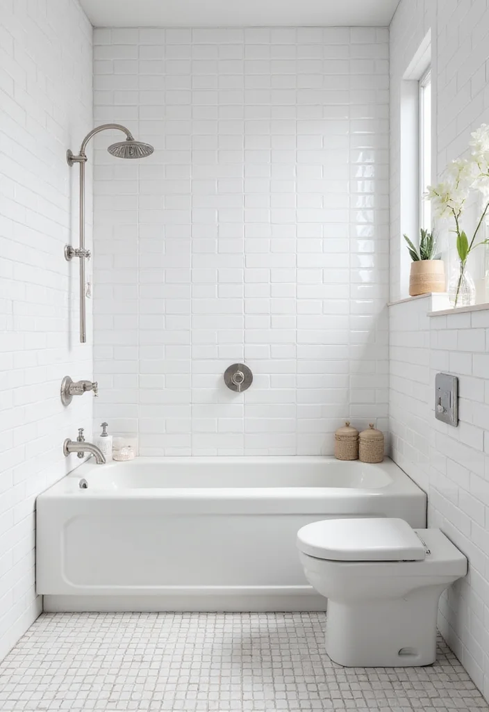 14 White Square Tile Bathroom Ideas for Minimal Spaces - 1. Classic White Square Tile Walls