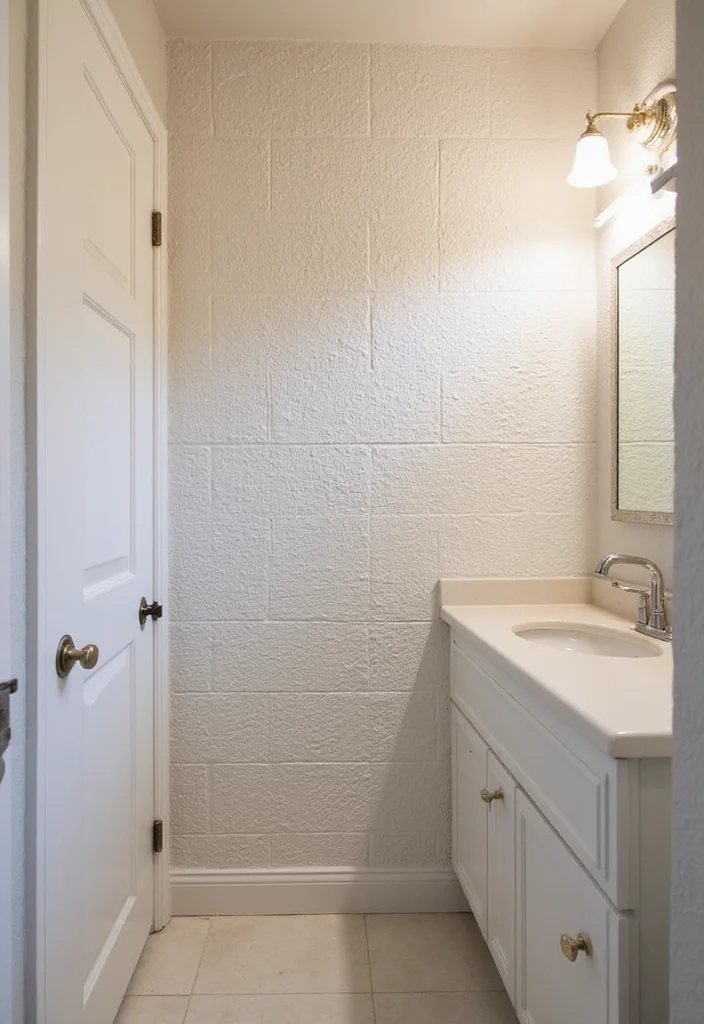 14 White Square Tile Bathroom Ideas for Minimal Spaces - 2. Textured White Square Tiles