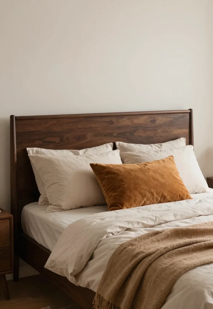 15 Dark Brown Bed Frame Bedroom Cozy Ideas For Warm Comfort - 9. Warm Color Accents