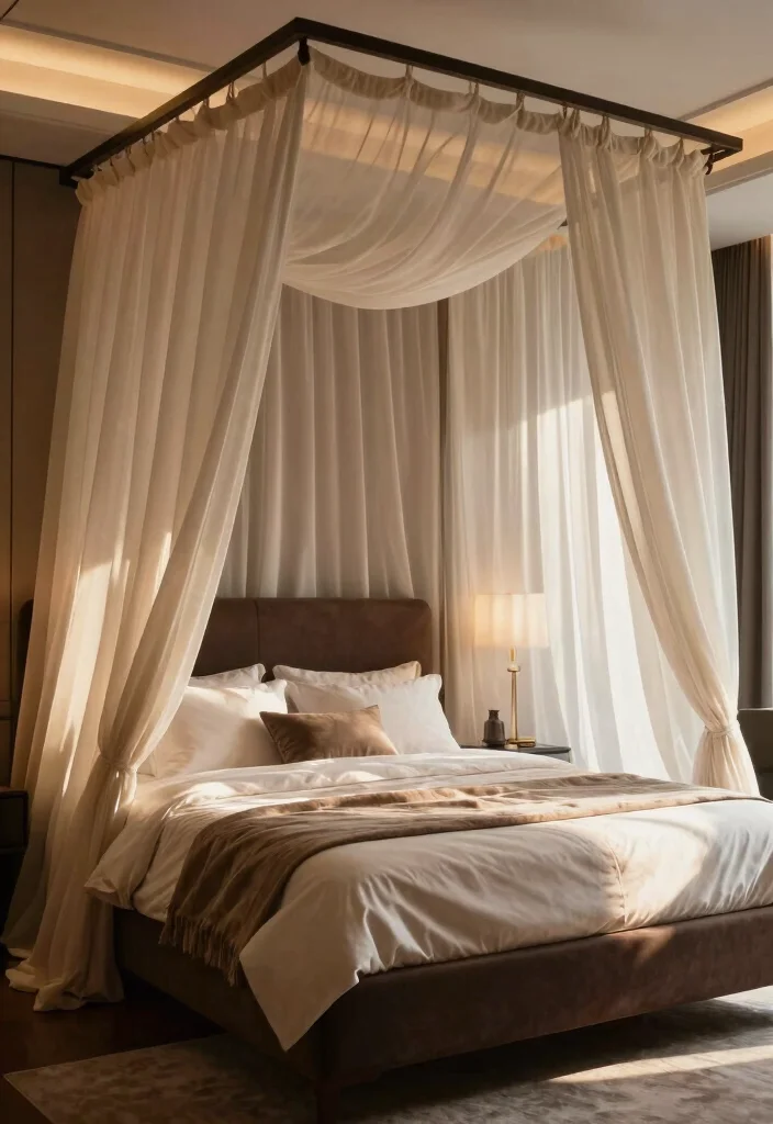15 Dark Brown Bed Frame Modern Luxury Bedroom Ideas - 10. Opt for a Canopy Bed