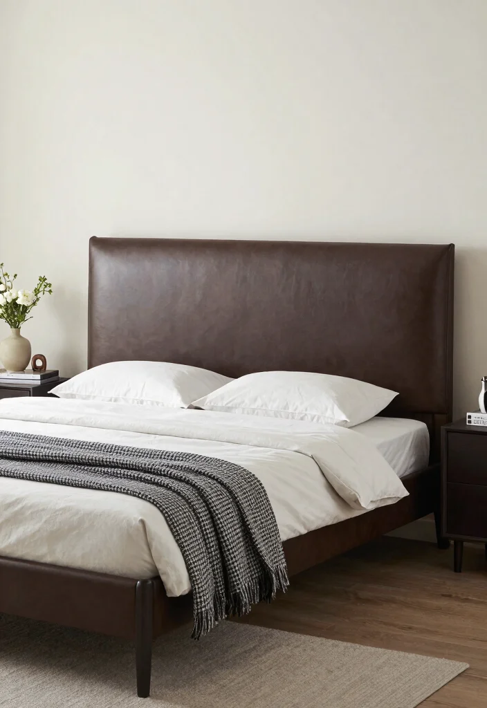 15 Dark Brown Bed Frame Modern Luxury Bedroom Ideas - 13. Choose Sleek Modern Accessories