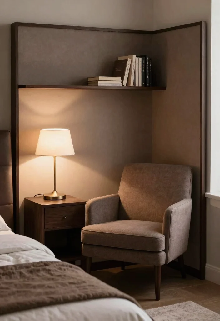 15 Dark Brown Bed Frame Modern Luxury Bedroom Ideas - 7. Create a Cozy Reading Nook