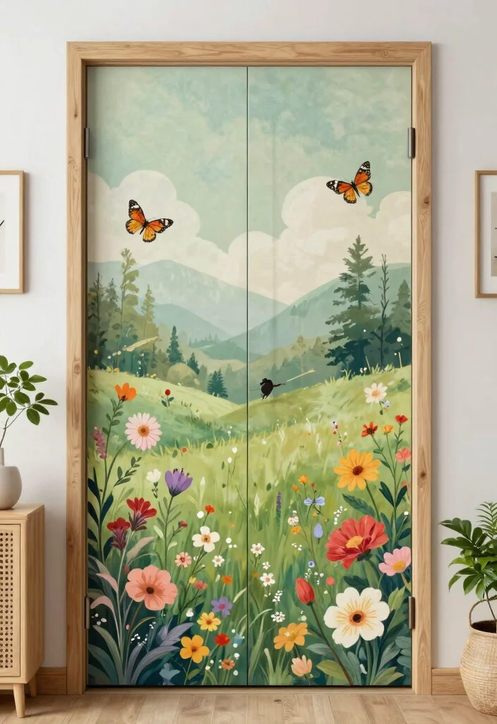 15 Girls Bedroom Closet Door Ideas With Cute Character - 10. Nature Lover’s Paradise
