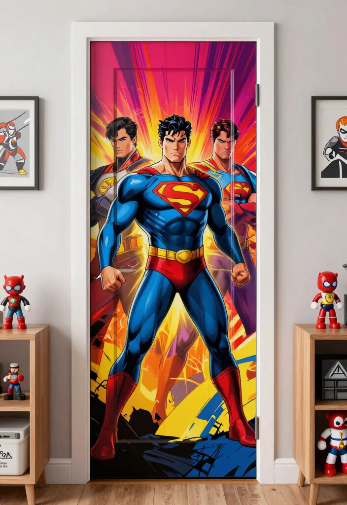 15 Girls Bedroom Closet Door Ideas With Cute Character - 14. Superhero Hideaway