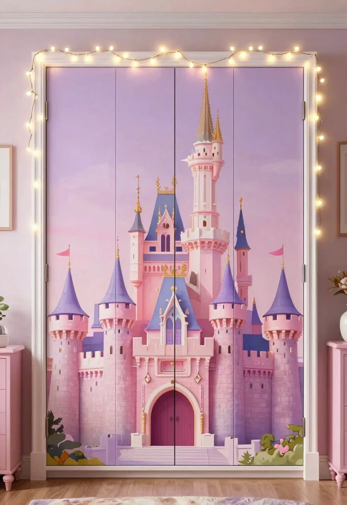 15 Girls Bedroom Closet Door Ideas With Cute Character - 5. Fairytale Castle