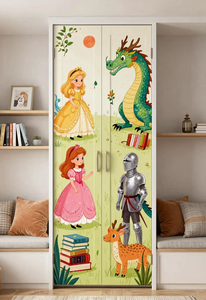 15 Girls Bedroom Closet Door Ideas With Cute Character - 9. Storybook Adventure