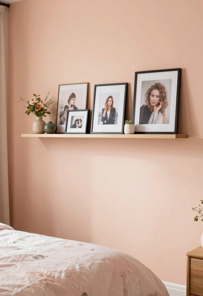 15 Peach Colour Luxury Bedroom Ideas That Feel Sophisticated - 14. Personal Touches with Decor