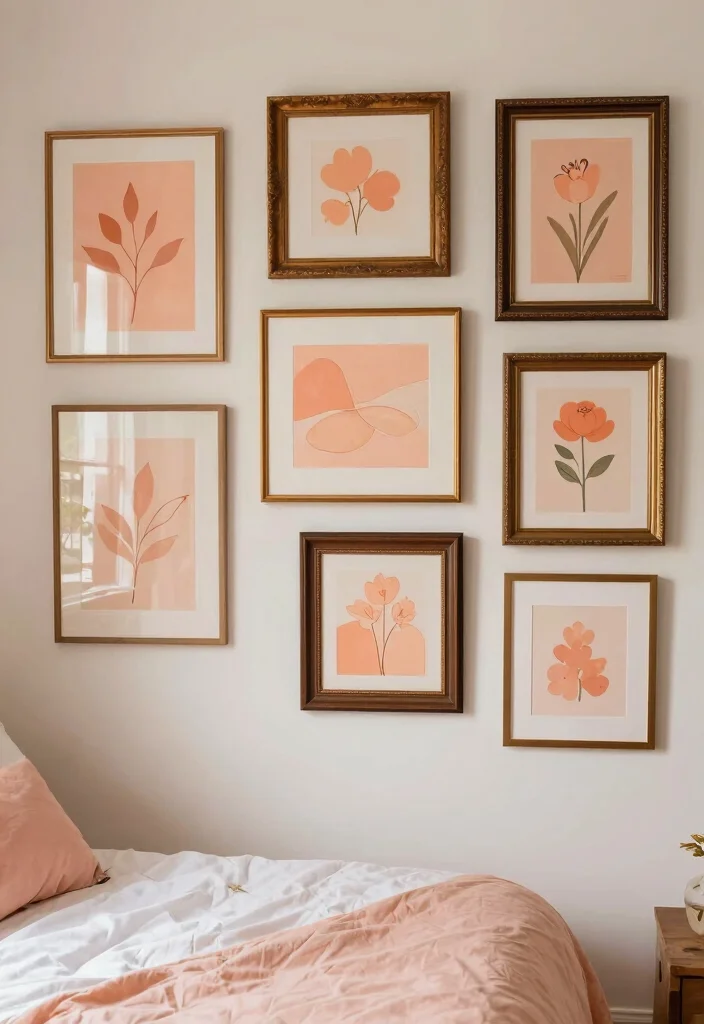 15 Peach Colour Vintage Bedroom Ideas With Romantic Charm - 10. Artistic Peach Hues