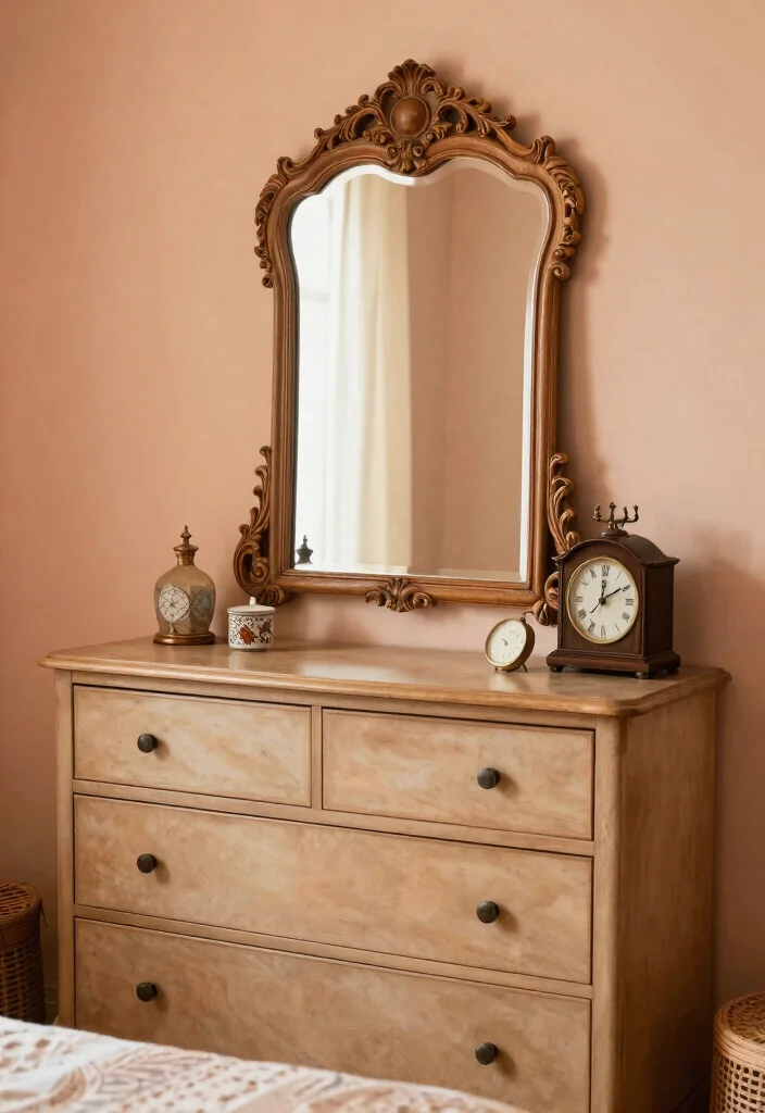 15 Peach Colour Vintage Bedroom Ideas With Romantic Charm - 6. Vintage Home Accessories