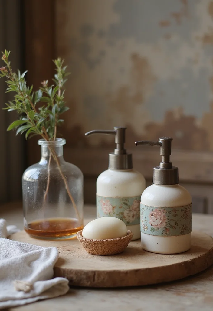 15 Rustic Bathroom Decor Ideas With Warm Charm - 13. Handcrafted Soap Dispensers